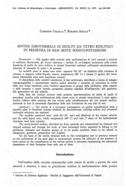 SINTESI IDROTERMALE DI ZEOLITI DA VETRO RIOLITICQ