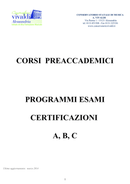 CORSI PREACCADEMICI PROGRAMMI ESAMI CERTIFICAZIONI A