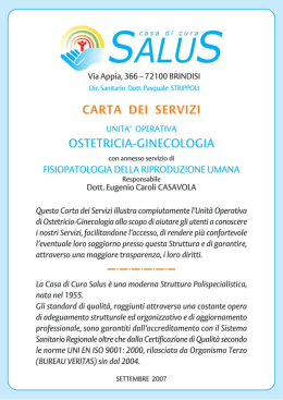 Carta dei Servizi Ostericia e Ginecologia