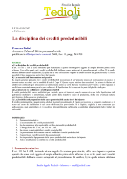 La disciplina dei crediti prededucibili