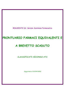 prontuario farmaci equivalenti aggiornato al 30.05.2015