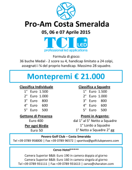 Pro-Am Costa Smeralda Montepremi € 21.000