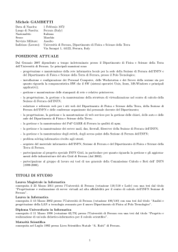 Michele GAMBETTI - Dipartimento di Matematica e Informatica