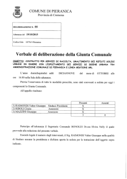 Delib. G.C. n. 55 del 19.10.2015 - Contratto servizi raccolta rifiuti