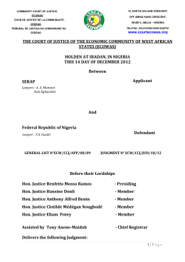 Judgement - ECOWAS Community Court of Justice