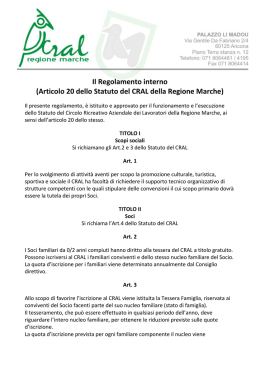 Il Regolamento CRAL Regione Marche