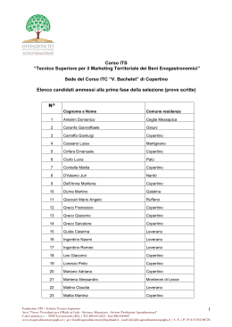 Candidati Copertino - Fondazione ITS Agroalimentare Puglia