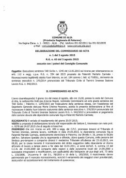 DELIBERAZIONE DEL COMMISSARIO AD ACTA