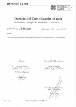 Decreto del Commissario ad Acta (DCA)