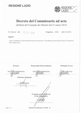 Decreto Commissario Ad Acta 12 gennaio 2015