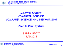 Dipartimento di Informatica Università degli Studi di Pisa Laura Ricci