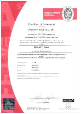 UNI EN ISO 9001:2000 - Prodotti Industriali