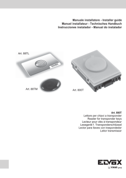 Manuale installatore - Installer guide Manuel installateur