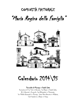 Calendario Comunit&agrave; Pastorale &ldquo;Maria Regina della