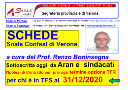 Snals Confsal di Verona a cura del Prof. Renzo Boninsegna per chi