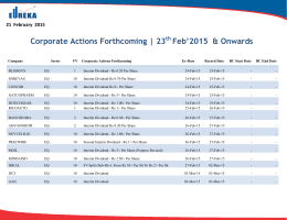 Corporate Actions Forthcoming | 23 Feb`2015 & Onwards