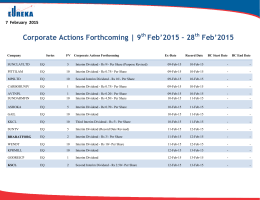 Corporate Actions Forthcoming | 9 Feb`2015 – 28 Feb`2015