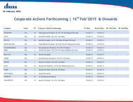 Corporate Actions Forthcoming | 16 Feb`2015 & Onwards