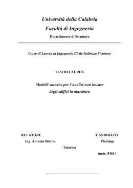 Universit&agrave; della Calabria Facolt&agrave; di Ingegneria