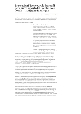 Le soluzioni Tecnocupole Pancaldi per i nuovi reparti del Policlinico