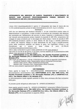 AFFIDAMENTO DEL SERVIZIO DI cnR:co, TRASPORTO E