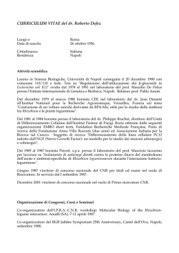 CURRICULUM VITAE del dr. Roberto Defez