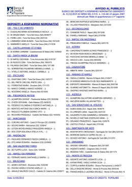 Depositi a Risparmio Nominativi dormienti al 31/05/2015