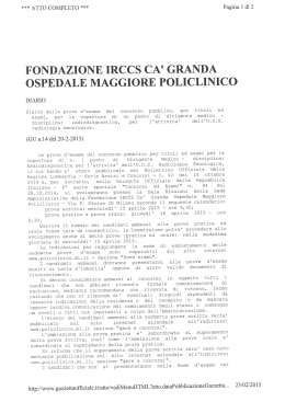 Diario delle prove - Ospedale Maggiore Policlinico