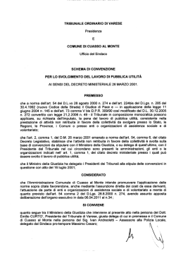 TRIBUNALE ORDINARIO DI VARESE Presidenza E COMUNE DI