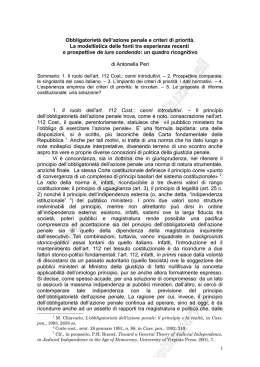 Obbligatoriet&agrave; dell`azione penale e criteri di priorit&agrave;