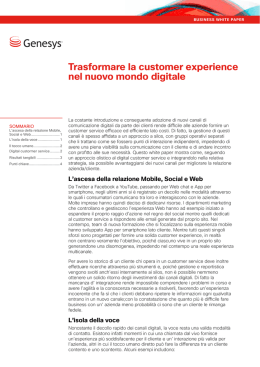 Trasformare la customer experience nel nuovo mondo digitale