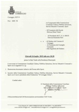 ` CITTÀ DI CORREGGIO Correggio, 9/07/15 Prot. 2060 /IS
