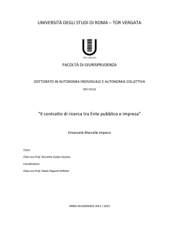 Il contratto di ricerca tra Ente pubblico e impresa