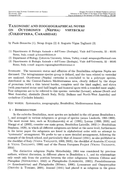 TAXONOMIC AND ZOOGEOGRAPHICAL NOTES