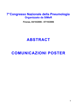 Abstracts Comunicazioni Poster