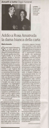 addio a Rosa Amatruda, la dama bianca della carta