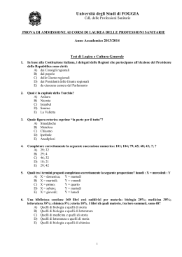 Test di ammissione a.a. 2013/2014 - Università degli Studi di Foggia