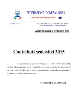 Contributi scolastici 2015 - Sito web del Coordinamento nazionale