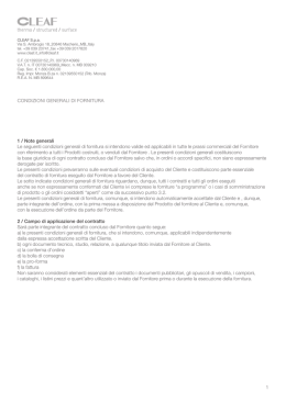 CONDIZIONI GENERALI DI FORNITURA 1 / Note generali Le