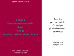 Il nuovo Decreto Arcivescovile degli Atti di