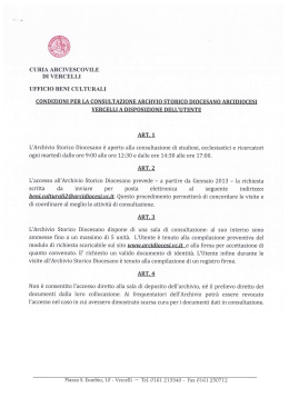 CURIA ARCIVESCOVILE DI VERCELLI UFFICIO BENI CULTURALI