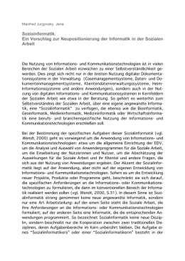 Sozioinformatik. Ein Vorschlag zur Neupositionierung der Informatik