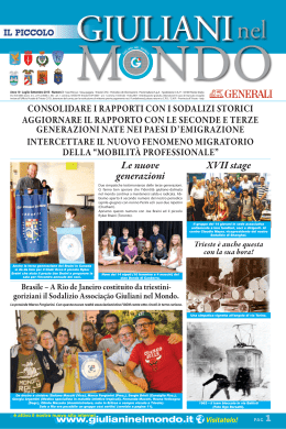 Le nuove generazioni XVII stage - Associazione Giuliani nel Mondo