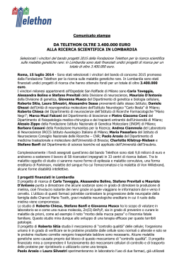 Comunicato stampa - Istituto di Ricerche Farmacologiche Mario Negri