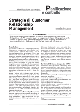 Pianificazione e controllo Strategie di Customer Relationship