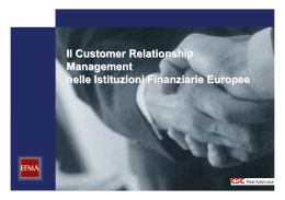 Il Customer Relationship Management nelle Istituzioni Finanziarie