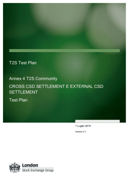 Cross e External CSD Settlement - Piano delle prove