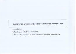 criteri per l`assegnazione di crediti alle attivita` ecm