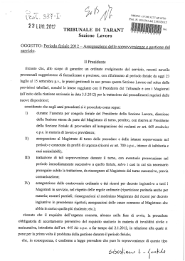 LUG` mi? TRIBUNALE DI TARANT - Ordine degli Avvocati di Taranto