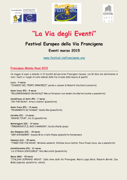 Eventi Marzo 2015 - Festival Vie Francigene